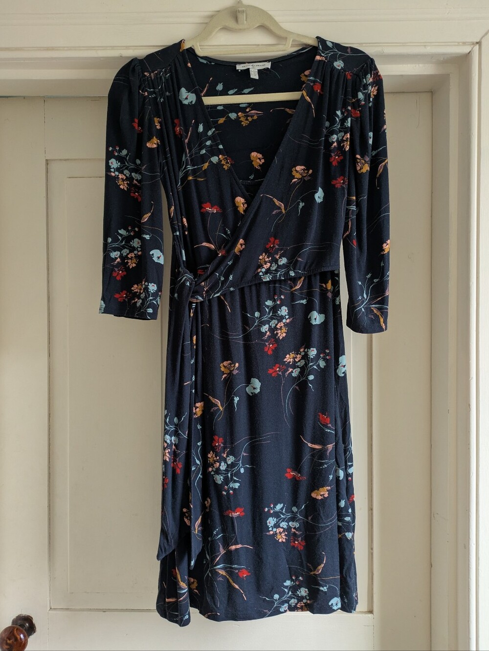 Envie De France Navy Floral Faux Wrap Dress 4/6